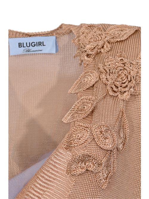 Cardigan in maglia di viscosa con path floreale BLUGIRL | RA6032 MA87RX0768